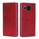 For Sharp Aquos sense7 Plus Cow Texture Magnetic Leather Phone Case(Red) - 1