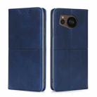 For Sharp Aquos sense7 Plus Cow Texture Magnetic Leather Phone Case(Blue) - 1
