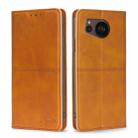 For Sharp Aquos sense7 Plus Cow Texture Magnetic Leather Phone Case(Light Brown) - 1