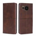 For Sharp Aquos sense7 Plus Cow Texture Magnetic Leather Phone Case(Dark Brown) - 1