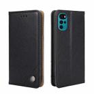 For Motorola Moto E32 India/E22s 4G Global Non-Magnetic Retro Texture Flip Leather Phone Case(Black) - 1