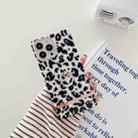 For iPhone 14 Pro Ring Holder Square Plating Gold Edge Phone Case(White Backgroud Leopard) - 1