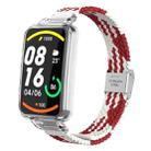 For Xiaomi Mi Band 7 Pro Braided Nylon Buckle Integrated Watch Band(Red White) - 1