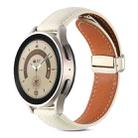 For Samsung Galaxy Watch 5 Folding Buckle Genuine Leather Watch Band(Off White) - 1