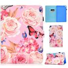 For Galaxy Tab S6 Lite Sewing Thread Horizontal Painted Flat Leather Case with Pen Cover & Anti Skid Strip & Card Slot & Holder(Flower Butterfly) - 1