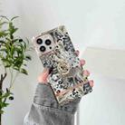 For iPhone 14 Pro Max Square Plating Gold Edge Phone Case with Ring Holder(Jungle Leopard) - 1
