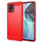 For Motorola Moto G72 5G Brushed Texture Carbon Fiber TPU Phone Case(Red) - 1