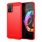 For Motorola Edge 30 Neo Brushed Texture Carbon Fiber TPU Phone Case(Red) - 1