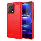 For Xiaomi Redmi Note 12 Pro+ China / Global Brushed Texture Carbon Fiber TPU Phone Case(Red) - 1