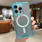 For iPhone 14 Plus MagSafe Gradient Color Glitter Acrylic Shockproof Phone Case(Dark Green) - 1