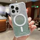 For iPhone 14 Pro MagSafe Gradient Color Glitter Acrylic Shockproof Phone Case(Light Green) - 1
