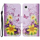 For Samsung Galaxy A23e Colored Drawing Pattern Leather Phone Case(Yellow Flower Butterfly) - 1