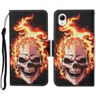 For Samsung Galaxy A23e Colored Drawing Pattern Leather Phone Case(Flame Skull) - 1