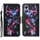 For OPPO A17 Colored Drawing Pattern Leather Phone Case(Fluorescent Butterfly) - 1