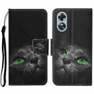 For OPPO A17 Colored Drawing Pattern Leather Phone Case(Black Cat) - 1