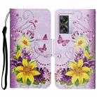 For OPPO A57 2022 Colored Drawing Pattern Leather Phone Case(Yellow Flower Butterfly) - 1