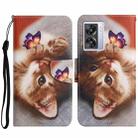 For OPPO A57 2022 Colored Drawing Pattern Leather Phone Case(Butterfly Cat) - 1