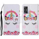 For OPPO A57 2022 Colored Drawing Pattern Leather Phone Case(Crown Unicorn) - 1