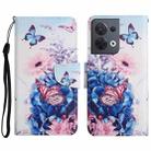 For OPPO Reno8 Colored Drawing Pattern Leather Phone Case(Purple Butterfly) - 1