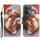 For OPPO Reno8 Colored Drawing Pattern Leather Phone Case(Butterfly Cat) - 1
