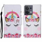 For OPPO Reno8 Colored Drawing Pattern Leather Phone Case(Crown Unicorn) - 1