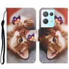 For OPPO Reno8 Pro Colored Drawing Pattern Leather Phone Case(Butterfly Cat) - 1