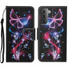 For Samsung Galaxy S23 5G Colored Drawing Pattern Leather Phone Case(Fluorescent Butterfly) - 1