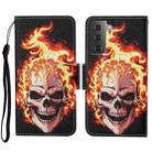 For Samsung Galaxy S23 5G Colored Drawing Pattern Leather Phone Case(Flame Skull) - 1