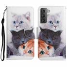 For Samsung Galaxy S23 5G Colored Drawing Pattern Leather Phone Case(3 Cats) - 1