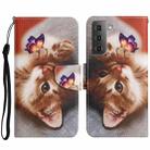 For Samsung Galaxy S23 5G Colored Drawing Pattern Leather Phone Case(Butterfly Cat) - 1