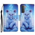 For Samsung Galaxy S23 5G Colored Drawing Pattern Leather Phone Case(Little Leopard) - 1