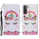 For Samsung Galaxy S23 5G Colored Drawing Pattern Leather Phone Case(Crown Unicorn) - 1