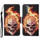 For Samsung Galaxy S23+ 5G Colored Drawing Pattern Leather Phone Case(Flame Skull) - 1