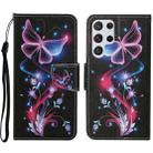 For Samsung Galaxy S23 Ultra 5G Colored Drawing Pattern Leather Phone Case(Fluorescent Butterfly) - 1