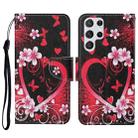 For Samsung Galaxy S23 Ultra 5G Colored Drawing Pattern Leather Phone Case(Red Heart) - 1