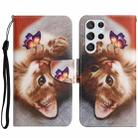 For Samsung Galaxy S23 Ultra 5G Colored Drawing Pattern Leather Phone Case(Butterfly Cat) - 1