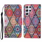 For Samsung Galaxy S23 Ultra 5G Colored Drawing Pattern Leather Phone Case(Diamond Totem) - 1