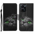 For vivo Y16 Colored Drawing Pattern Leather Phone Case(Black Cat) - 1