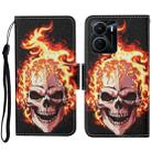 For vivo Y16 Colored Drawing Pattern Leather Phone Case(Flame Skull) - 1