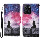 For vivo Y16 Colored Drawing Pattern Leather Phone Case(Star Sky Cat) - 1