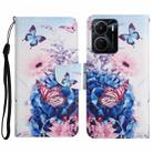 For vivo Y16 Colored Drawing Pattern Leather Phone Case(Purple Butterfly) - 1