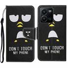 For vivo Y22s Colored Drawing Pattern Leather Phone Case(Penguin) - 1