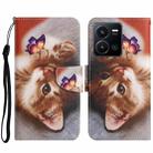 For vivo Y22s Colored Drawing Pattern Leather Phone Case(Butterfly Cat) - 1