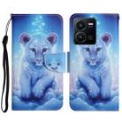 For vivo Y22s Colored Drawing Pattern Leather Phone Case(Little Leopard) - 1