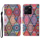 For vivo Y22s Colored Drawing Pattern Leather Phone Case(Diamond Totem) - 1