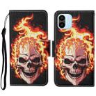 For Xiaomi Redmi A1 Colored Drawing Pattern Leather Phone Case(Flame Skull) - 1