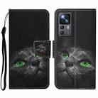 For Xiaomi 12T / 12T Pro / Redmi K50 Ultra Colored Drawing Pattern Leather Phone Case(Black Cat) - 1