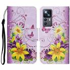 For Xiaomi 12T / 12T Pro / Redmi K50 Ultra Colored Drawing Pattern Leather Phone Case(Yellow Flower Butterfly) - 1