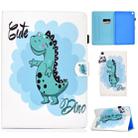 For Galaxy Tab S6 Lite Sewing Thread Horizontal Painted Flat Leather Case with Pen Cover & Anti Skid Strip & Card Slot & Holder(Dinosaur) - 1