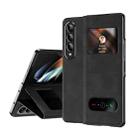 For Samsung Galaxy Z Fold4 Mature Window View Flip Leather Phone Case(Black Nappa) - 1